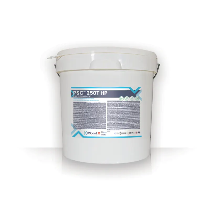 Weißer Kunststoffeimer mit hellblau gerahmtem Etikett PSC 250T HP.